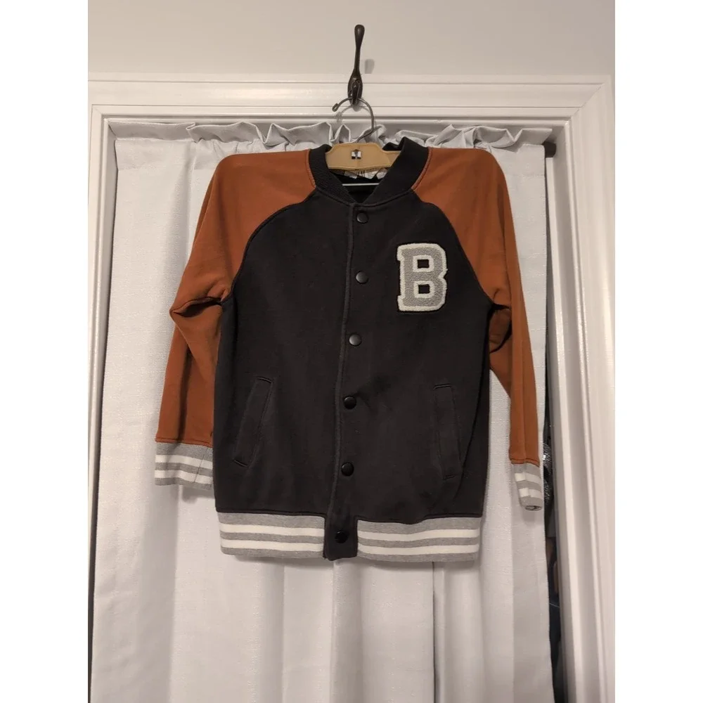 H&M Boys Snap Front Jacket‎ Size 6x/7 Brown And Black